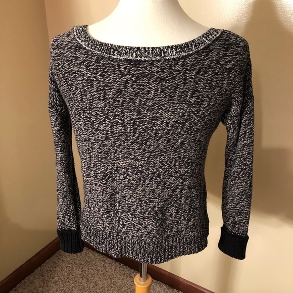 American Eagle Black and White Marled Sweater Sz XS EUC - Picture 5 of 7